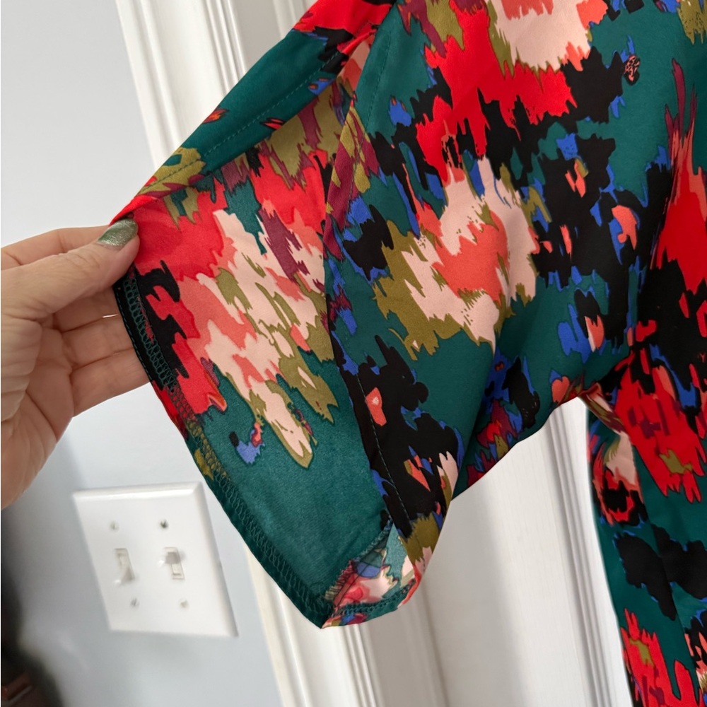 SHEIN Floral-Print Green Blouse - Picture 2 of 5